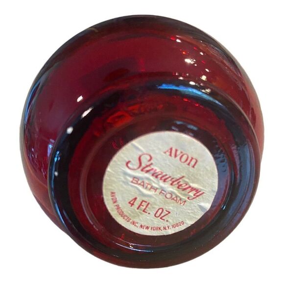 Vintage 1970 Avon Strawberry Bath Foam Red Cruet Bottle- Empty - Picture 6 of 7